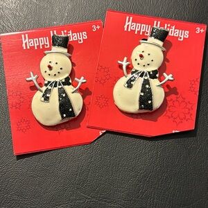 🆕 ⛄️ 2x SNOWMAN Holiday Christmas Pins - Glitter - 2012 Winter Christmas Lapel